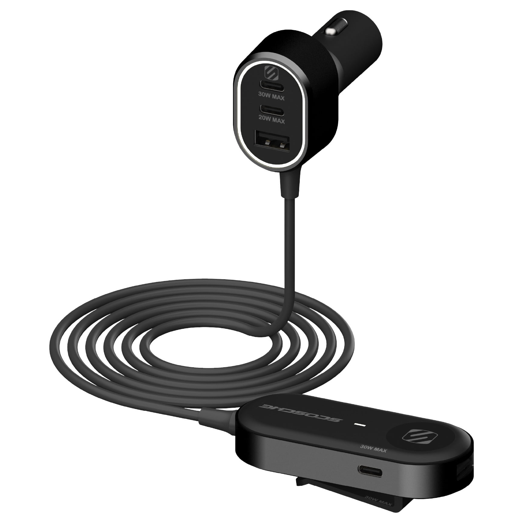 Scosche CPD100EX-VA1 100W USB Charger Adapter PD 30W & 20W USB-C Ports & 18W USB-A Port w/ 5FT Cable