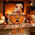 thumbnail image 4 of Wooden Halloween Pumpkin Decoration 6 in - Natural Wood Tabletop Ornament Sign Accent Display for Fireplace Mantel Shelf Tiered Tray Fall Harvest Decor Accent, 4 of 7