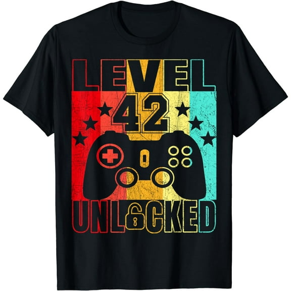 Level 42 Unlocked 42yr BDay Men 42th 42 Years Old Birthday T-Shirt