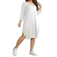 thumbnail image 3 of Gvmfive Women Casual Solid Long Sleeve Criss Cross V Neck Loose Dress Plus Size, 3 of 6