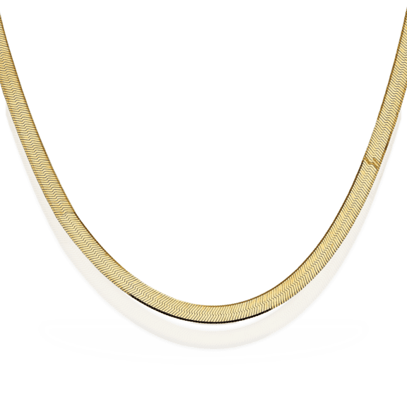 14K Solid Yellow Gold 5.5mm Herringbone Chain Necklace