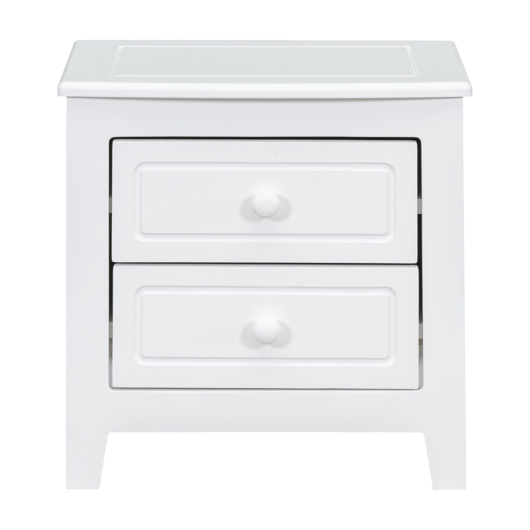 Noble House Mid-Century Nightstand with 2 Drawers, Wooden Bedside Table for Bedroom, White