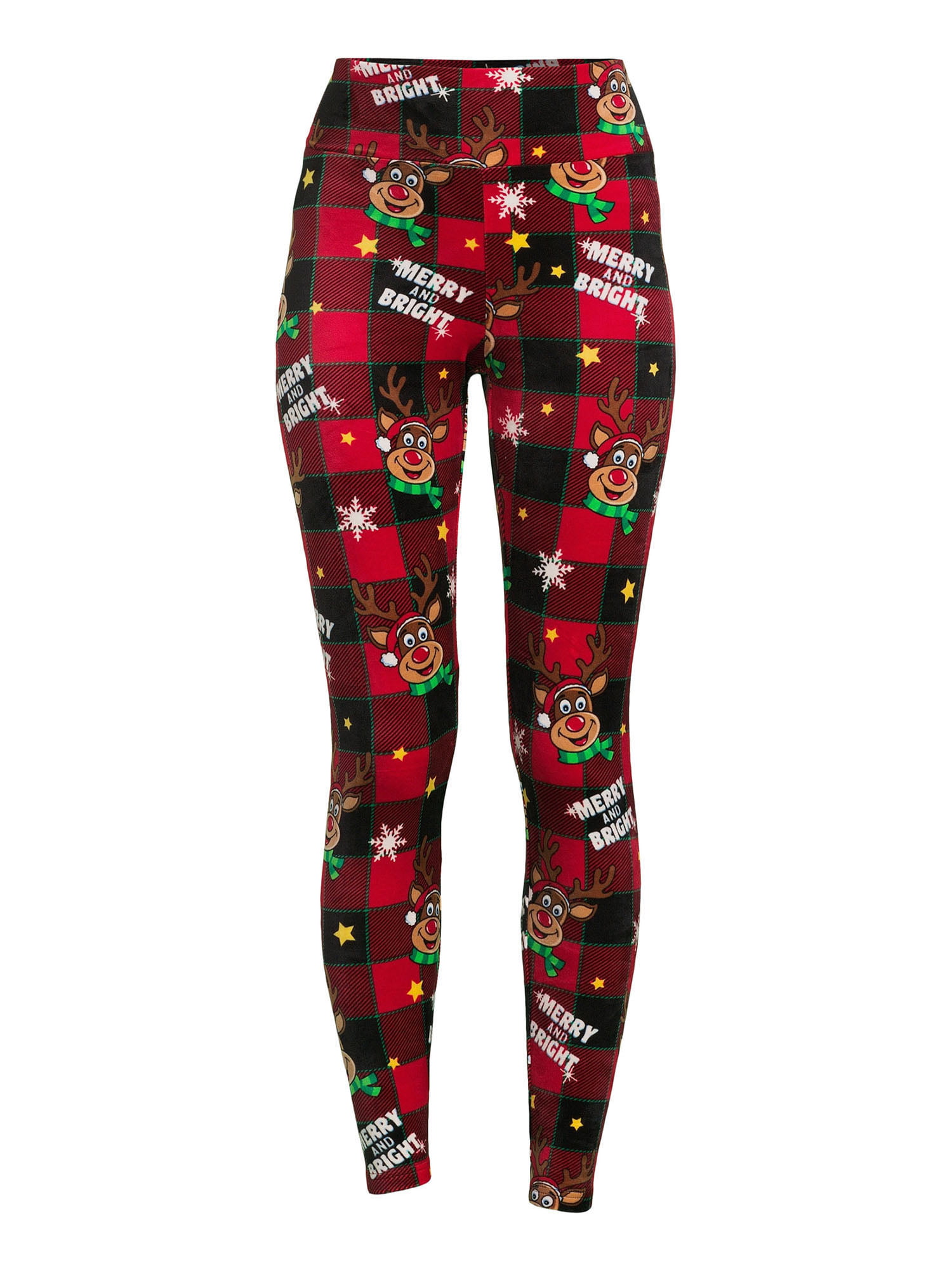 Holiday Symbols All Over Red Juniors Ugly Christmas Leggings