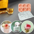 thumbnail image 4 of moldes para cubitos de hielo con forma de rosas, bandeja para cubitos de hielo con forma de corazón, molde de silicona para hielo, máquina para hacer hielo para cócteles de whisky, color rosa, 4 of 6