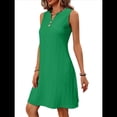 thumbnail image 3 of Vestido Informal de Corte A para Mujer, Sin Mangas, Cuello en V, Plisado, Suelto, 2025 Verde L, 3 of 9