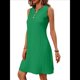 thumbnail image 3 of Vestido Informal de Corte A para Mujer, Sin Mangas, Cuello en V, Plisado, Suelto, 2025 Verde L, 3 of 9