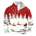 thumbnail image 2 of FAOWME Men's Christmas Sweater With Pocket Long Sleeve Half Zip Reindeer Print Knitted Fashion Casual Warm Pullover Top For Autumn Winter Daily Wear Red L, 2 of 4