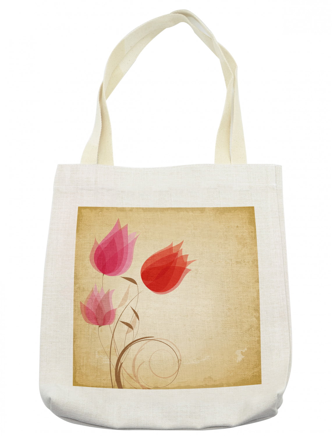 Floral Tote Bag, Tulips Flourishing Hazy Florets Essence Nature Beauty ...