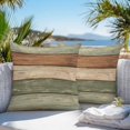 thumbnail image 3 of Throw Pillow Covers 16x16 Inch Set of 2, Farmhouse Sage Green Brown Waterproof Outdoor Pillow Covers, Vintage Wooden Striped Decorative Cushion Pillowcases for Couch, Sofa, Bed, Garden, Patio, 3 of 9