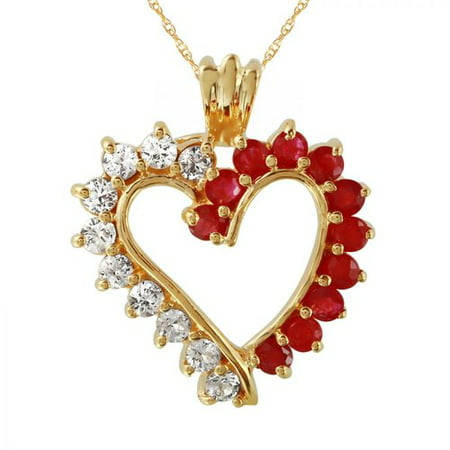 Foreli 1.8CTW Ruby And Topaz 10k Yellow Gold Necklace