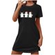 thumbnail image 1 of Camisón corto de talla grande para mujer, camisón de manga corta con estampado de pecho a la moda, camisón para mujer, 1 of 3