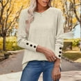thumbnail image 6 of Womens Ribbed Knit Long Sleeve Tops Crew Neck Casual Button Pullover Solid Color Sweaters Loose Fit Comfy Blouses S-2XL, 6 of 6