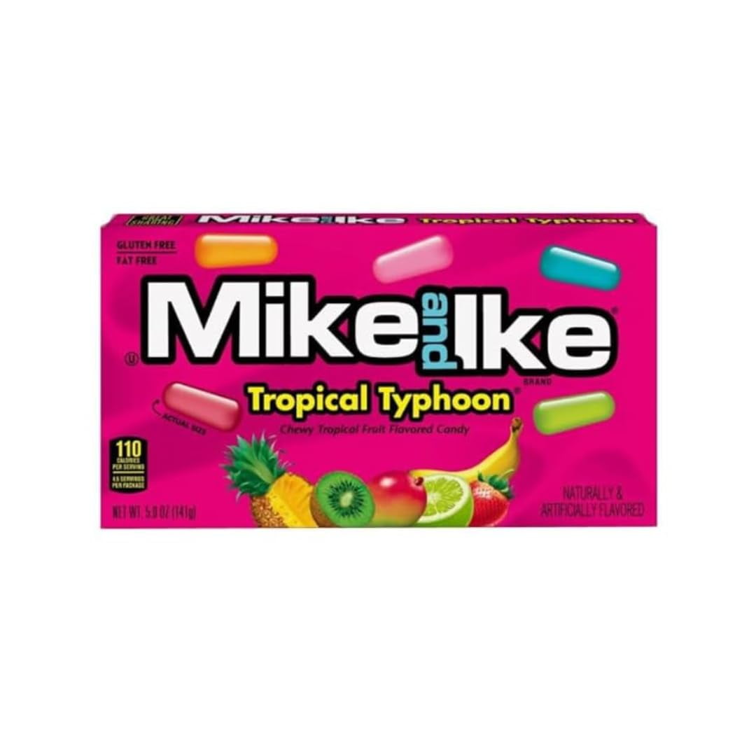 Candy Assorted Flavor Mike and Ike, 6 Flavor - Tropical Typhoon, Berry Blast, Cherry, Sour Watermelon, Sour Lemon, Original Fruits, 0.78 Oz, 6 Each Flavor, 36 Pack - Perfect for  Snacking
