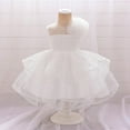 thumbnail image 2 of Moocorvic Baby Girl Flower Dress Infant Wedding Bridesmaid Birthday Party Pageant Off Shoulder Tulle Princess Dresses 18-24 Months,White, 2 of 9