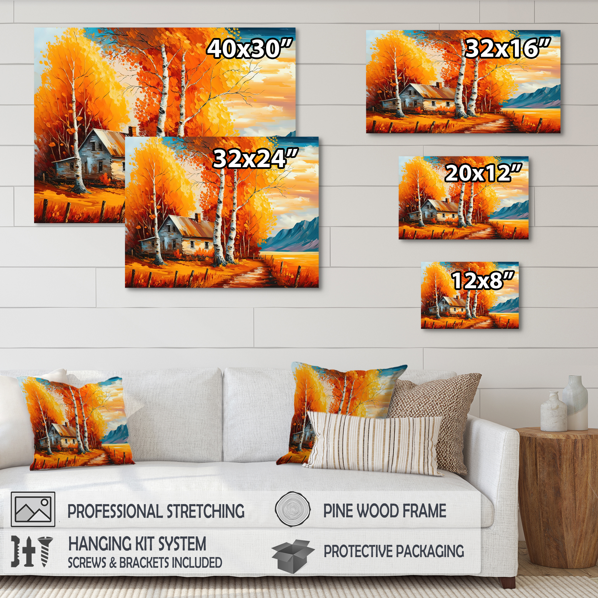 Designart Small Cottage In Autumn III Canvas Wall Art