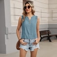 thumbnail image 6 of Dwellite Cotton Linen Tank Top for Women Lightweight V Neck Sleeveless Summer Shirts Loose Causal Eyelet Camisole 2026 Blue XL, 6 of 6