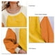 thumbnail image 5 of Sudadera de lana difusa con cuello redondo para mujer, informal, de moda, con manga larga abombada, color block, Tops amarillo S, 5 of 6