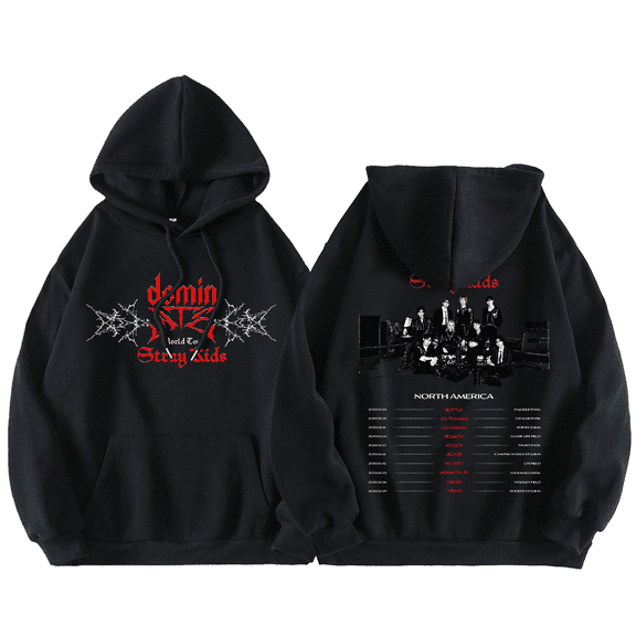 Stray Kids World Tour Dominate 2025 Hoodie Kpop Fans Fashion Pullover Hoodie Unisex Graphic Print Long Sleeve Sweatshirt