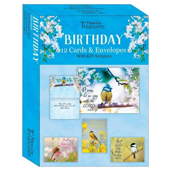 Family Treasures Wholesale 256555 Songbirds Birthday Card, Boxed - Box of 12