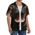 thumbnail image 2 of Fotbe Playful Baby Hippo Splash Camisa Estampada de Manga Corta para Hombre, Casual de Verano, Estilo Playero, Sin Arrugas-Medium, 2 of 5