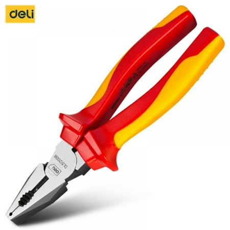 

Deli Insulated Labor-saving Diagonal Pliers/Needle Nose Pliers/Wire Pliers Steel Vice Multi-Functional Industrial Grade Electrician s Pliers Can Withstand Voltage 1000V
