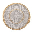 thumbnail image 5 of Fennco Styles Hand-Woven Rattan Cotton Rope Placemats 7-Inch Round, Set of 4 - Grey Braided Table Mats Heat Resistant Insulation for Home, Boho Décor, Dining Table, Banquets, Special Events, 5 of 6