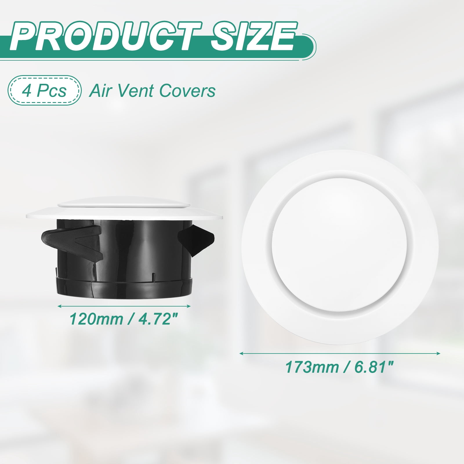 Uxcell 4pcs Soffit Vent 5" ABS Adjustable Round Vent Cover Grille Cover Ceiling Diffuser for Home Bathroom Office Kitchen Ventilation System