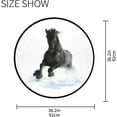 thumbnail image 2 of SKYSONIC Black Horse Runs in The SnowRound Area Rug Chair Couch Cover Area Rug for Bedroom Floor Sofa Living Room Non-Slip Home Decor 3 x 3 Feet, 2 of 5