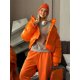 thumbnail image 3 of Chaqueta corta de algodón con cuello levantado para mujer, abrigo versátil de Color liso con cremallera, Color naranja brillante, ropa de calle para invierno, novedad de 2024, 3 of 5