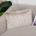 thumbnail image 3 of Spencer Soft Faux Fur Throw Pillow Covers Luxury Plush Shaggy Cushion Cover Case for Sofa Couch Bed Home Decorative (12" X 20",Khaki), 3 of 8