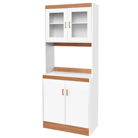 Gymax Tall Microwave Cart Stand Kitchen Storage Cabinet Shelves