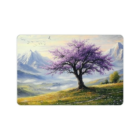 ZFLMY Diatom Mud Mats Non-Slip Mountains Trees Field Home Theme Quick Drying & Rubber Backing Technology 24x16in