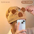 thumbnail image 4 of Gorro de pelo seco de capibara, toalla de secado rápido de lana Coral, turbante para cabeza de capibara súper absorbente, envolturas suaves para el cabello de animales bonitos para mujeres, 4 of 5