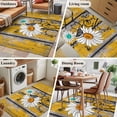thumbnail image 6 of Area Rug 48×72in, Farmhouse Daisy Green Flowers Floor Carpet Living Room Rug, Retro Wooden Grain Non-Slip Welcome Mat Indoor Rugs for Bedroom Dining Room, 6 of 9
