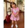 thumbnail image 5 of Cjfdfy Kids Toddler Baby Girls Back to School Dress Pre Kindergarten Outfits Bbay Girls First Day of School Outfit Apple Embroidery Cute Bow Short Sleeve Plaid Dress Toddler Summer Fall Dress, 5 of 9