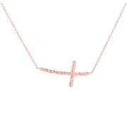 Lesa Michele Sterling Silver Hammered Sideways Cross Necklace