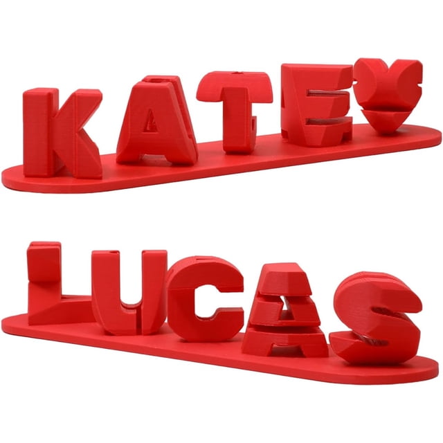 Placa de nombre doble personalizada impresa en 3D, adorno de decoración para el hogar con nombre personalizado impreso, regalos de cumpleaños de Navidad y aniversario de boda para hombres, mujeres y p