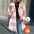 thumbnail image 4 of Casual Plaid Jackets for Women Fuzzy Collared Button Front Long Sleeve Oversized Loose Fit Outerwear, 4 of 9
