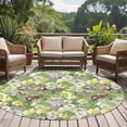 thumbnail image 4 of Green Botanical Round Area Rug 7Ft Washable Circle Rugs for Dorm Laundry Room, Spring Floral Summer Botanical Rustic Non-Slip Carpet Floor Mats Indoor Outdoor Carpet Runner Aesthetic Home Decor, 4 of 8
