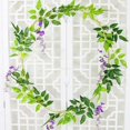 thumbnail image 4 of Enredaderas de glicina artificiales, flores de seda falsas colgantes, guirnaldas de plantas de enredadera artificiales para jardín, pared exterior, decoración floral para fiestas en la jungla, arco, 4 of 5