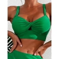 thumbnail image 5 of Ladies Green Solid Color Waist and Backless Three-piece Bikini Swimsuit, Including Hip Skirt, Beach Skirt and Hot Spring Swimsuit, 5 of 10
