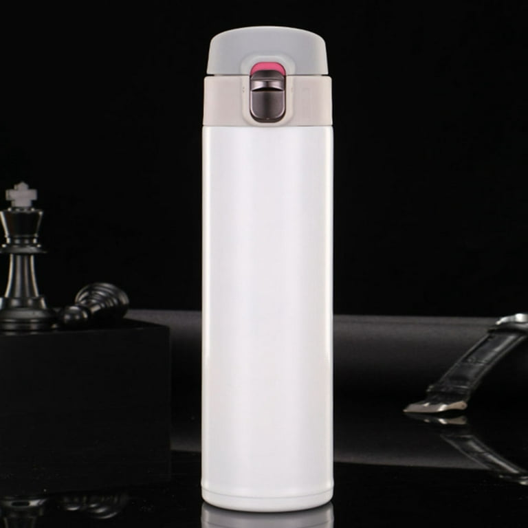 Stainless Steel Water Bottle Pop Up Vacuum Insulated Portable for Sports  Easy to Open Thermos Cup Contigo Water Bottle Steel Water Bottle White