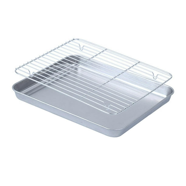 Bandeja Para Hornear Con Rejilla, Bandeja Para Galletas Duradera De Acero Inoxidable Para Restaurante, 28cm X 23,5 Cm