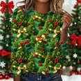thumbnail image 2 of Womens Plus Size Christmas Tops Colorful Graphic Tee Shirts Crew Neck Long Sleeve Holiday Xmas Funny T-Shirts (S, Green), 2 of 5