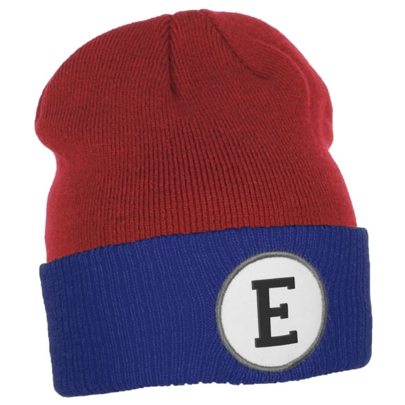 Daxton Custom A to Z Initial Letters Cuff Hat Beanie Warm Knit Skull Cap, Red Royal Letter E