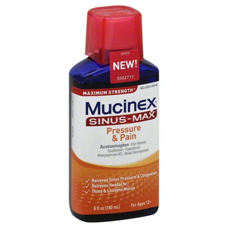Mucinex Sinus Max Maximum Strength Pressure And Pain Liquid - 6 Oz