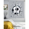 thumbnail image 3 of Sheer Curtains 72 Inches Long 2 Panels, Abstract Football Rod Pocket Curtain Voile Draperies, Geometric Black White Hexagon Light Filtering Window Treatment for Living Room Kitchen Bedroom, 3 of 8