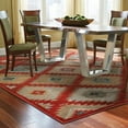 thumbnail image 4 of HomeRoots Red Green Gold Blue Teal And Ivory Geometric Power Loom Stain Resistant Area Rug, 4 of 6