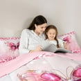 thumbnail image 5 of Manfei Wildlife Cheetah Twin Comforter Set,Safari Leopard,Pink Butterfly,2-Piece Cozy, 5 of 8