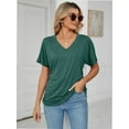 thumbnail image 3 of Womens T Shirts V Neck Short Sleeve Casual Loose Tees Tops Trending, 3 of 7